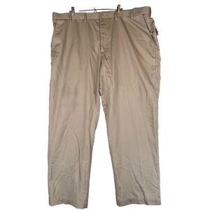 IZOD Mens 48x32 American Chino Flat Front Pants Khaki Classic Fit NWT